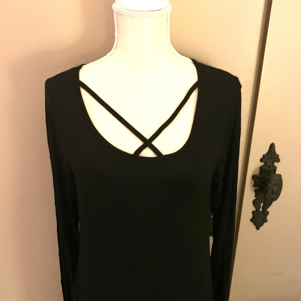 5th & Love Black Long-Sleeve Crisscross Neck A-Line Dress - Picture 2 of 6